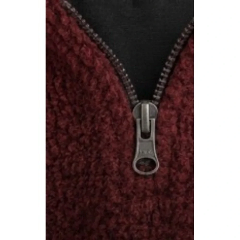 Wrangler Mens XL Sherpa Fleece Quarter Zip Pullover Burgundy Maroon Jacket